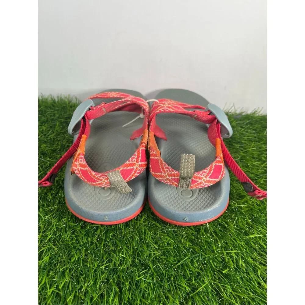 Chaco Z Strap Sandals Kids Size 4 Youth Red Orange Hiking Outdoor